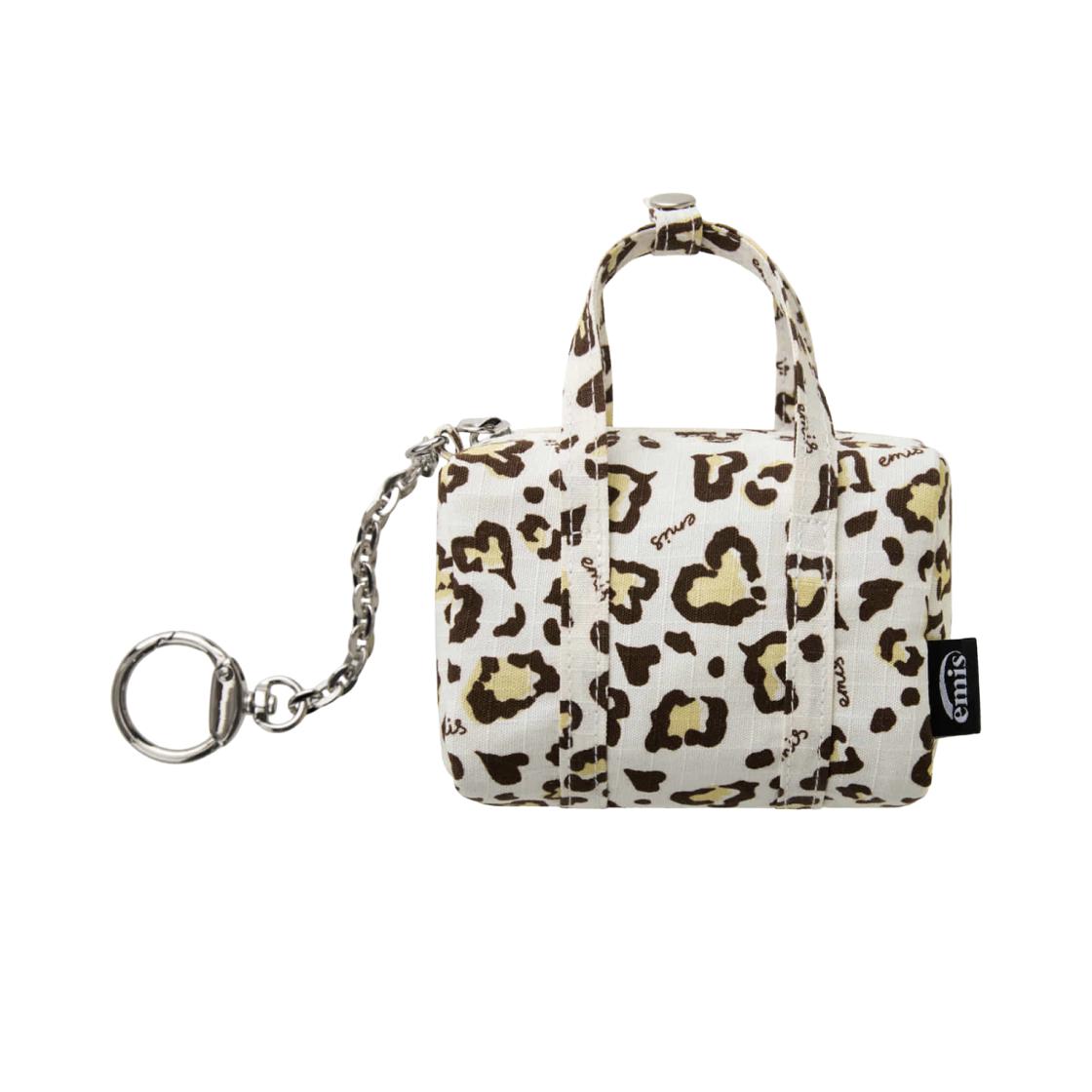 EMIS Logo Leopard Key Ring Ivory ONE SIZE