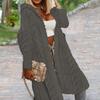 Herbst Winter Damen Gestrickte Strickjacke Langer Kapuzenmantel Lockerer Übergroßer Pullover Jacquard-Struktur Einfarbig Knielang Oberbekleidung
