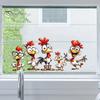 Cartoon Chicken Glass Stickers Rooster Static Sticker, Funny Roosters Window Clings, PVC Removable Outdoor Balcony Decor Decal, Waterproof Sunproof