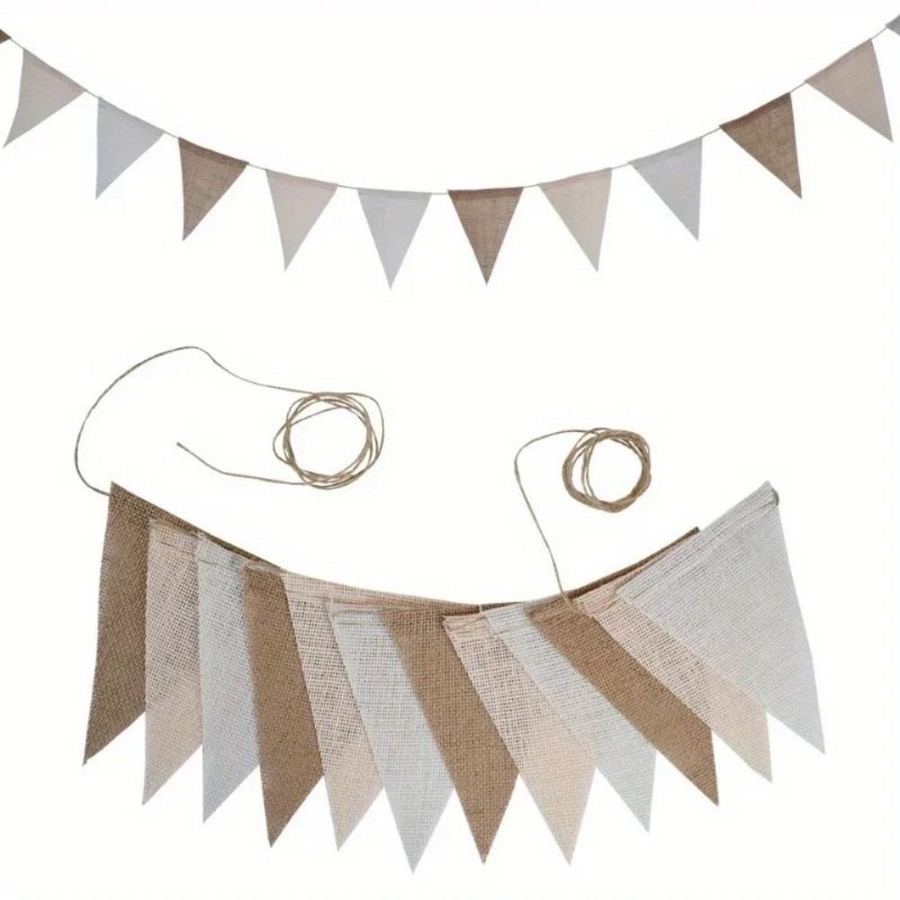 Multicolor Birthday Linen Banner Hanging Photo Prop Banners Vintage Pennant Flags  Carnival Garland