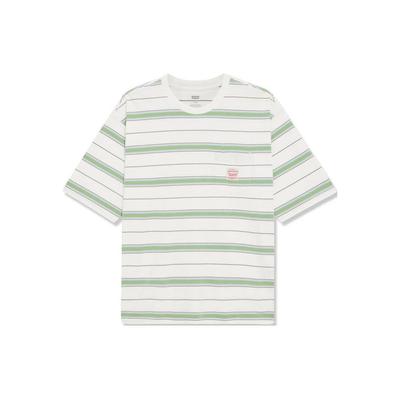 Levis Striped Crew Neck Short Sleeve T-Shirt Men Tops White Green A5850-0008