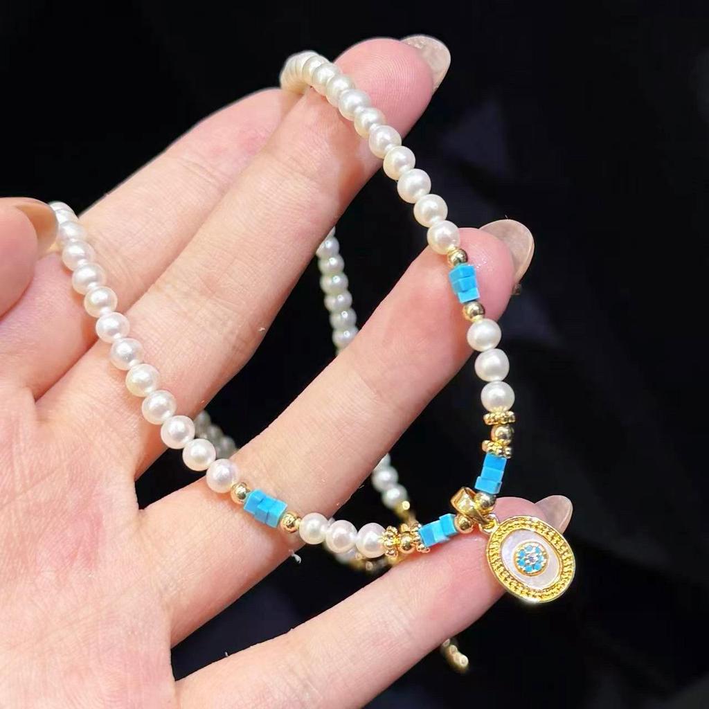 Versatile Turquoise & Freshwater Pearl Necklace - Playful Gift for Women