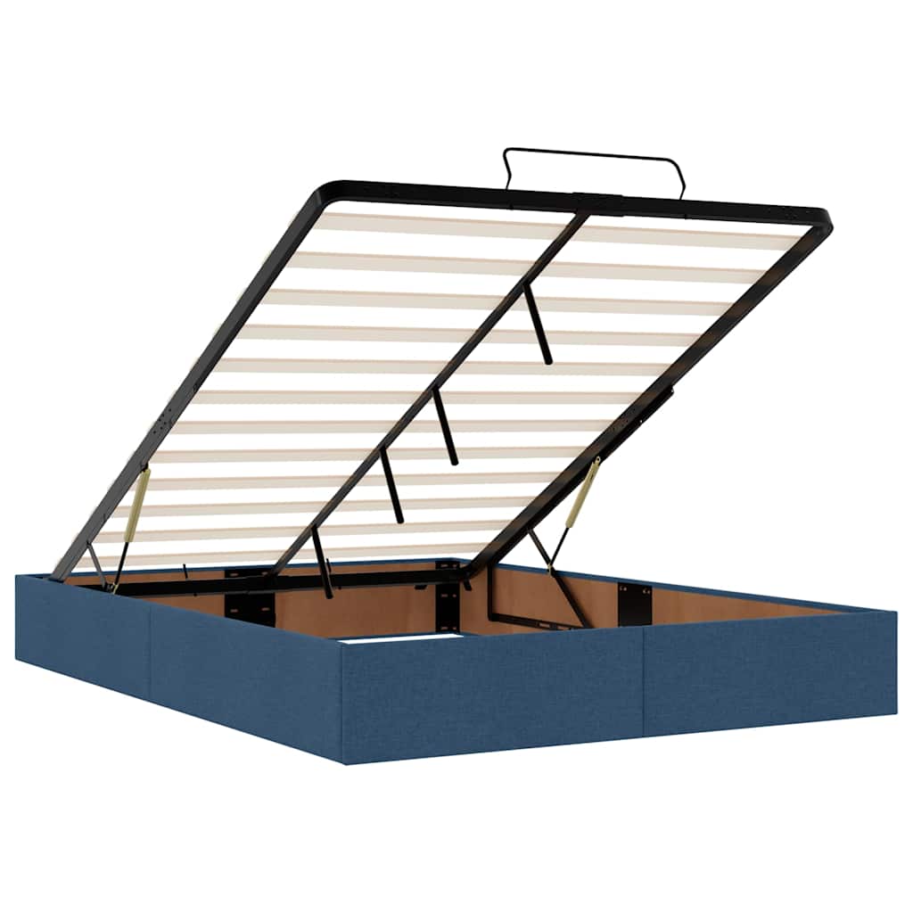 Ottoman Bed with Mattress & LEDs Blue 140x190 cm Fabric