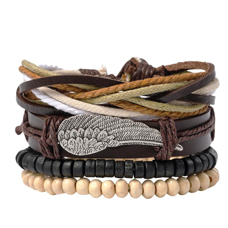 Blaues Auge Lederarmband Mehrschichtig Geflochtenes Seil Armband, Mode Persönlichkeit Hand Schmuck für Frauen Männer