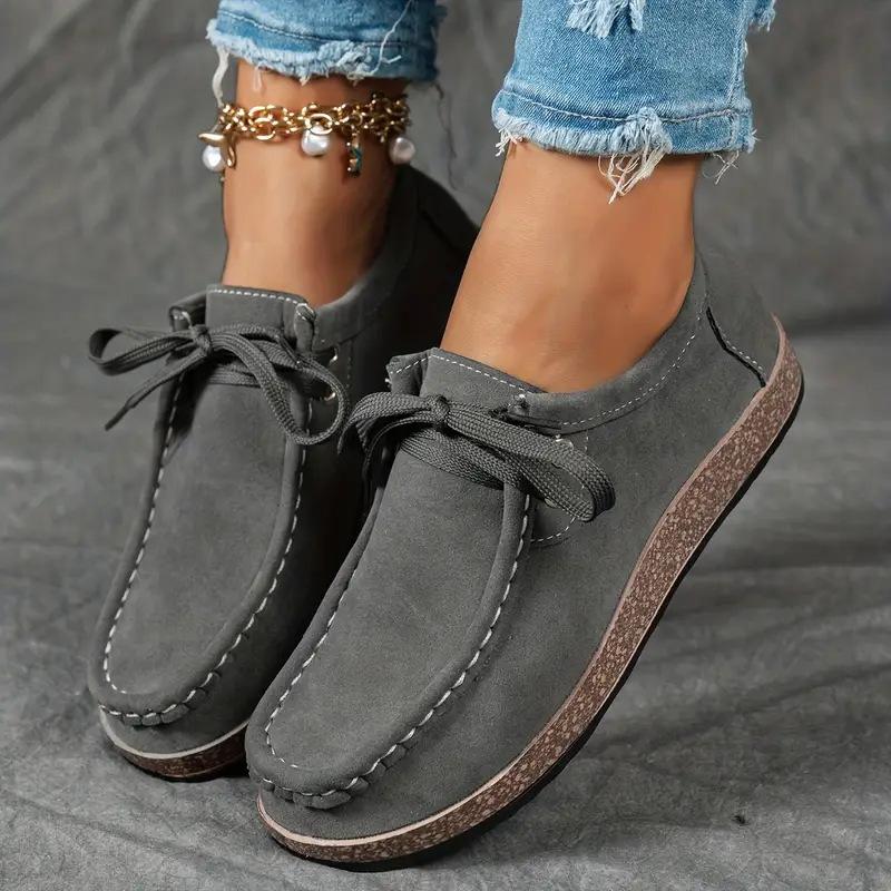 Sapatilhas Femininas Plus Size de Lona com Cadarço Novos Sapatos Casuais de Outono