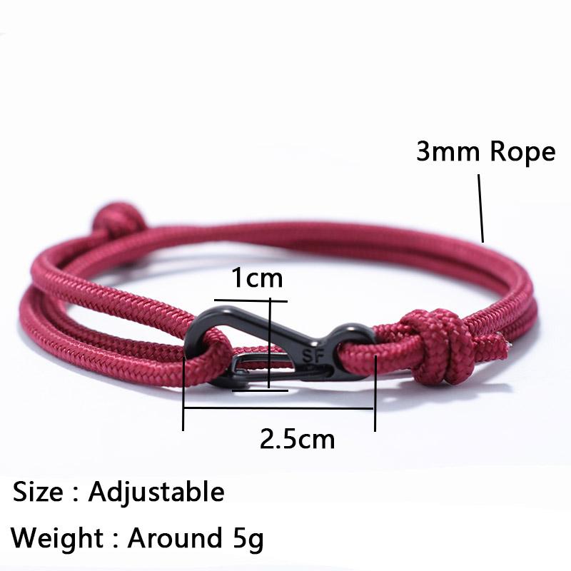 Simple Style Paracord Bracelet Men Handmade Sliding Adjustable Nautical Braslet Outdoor Camping Beach Leisure Accessories Joias