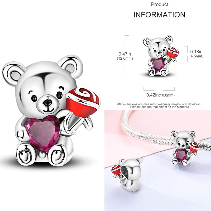 Charms Plata De Ley 925 copper Original Devil's Eye Perfume Bottle Bow Silicone Spacer Beads Women Bracelet DIY Zircon Pendants