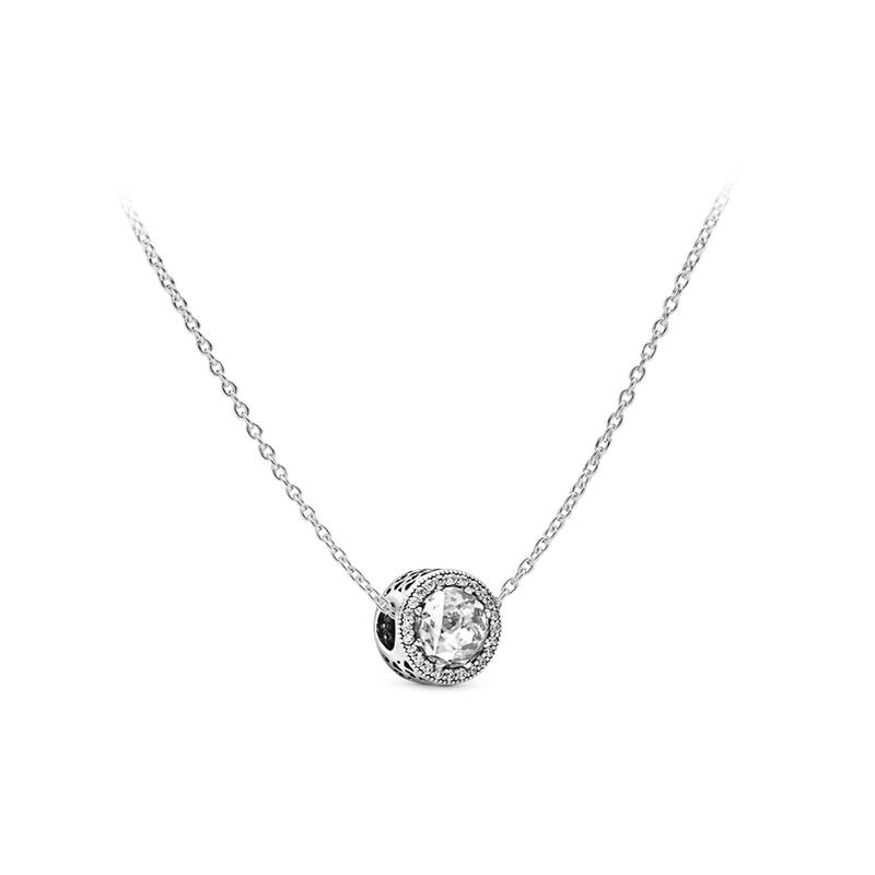 Pandora Shining Heart Set 925 Silver Synthetic Cubic Zirconia Necklace Same Style for Men and Women as Couples ZT24101506A