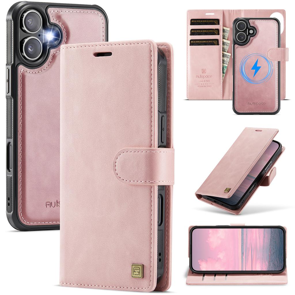 2-in-1 Magnetic Magnetic Detachable Wallet Case for iPhone 17/17 Pro/17 Max/17 Air - PU Leather, Card Slots, MagSafe Charging, 360° Protection