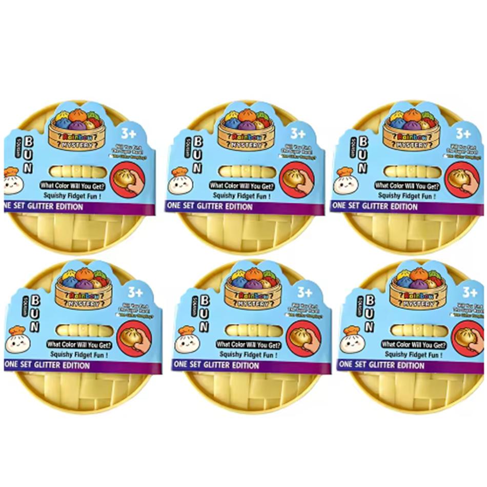 Nieuw Kleurrijk 6 Stijlen Dumpling Bubble Spuitende Squishy met Doos Dumplings Sensorisch Knijpspeelgoed voor Stressverlichting Speelgoed