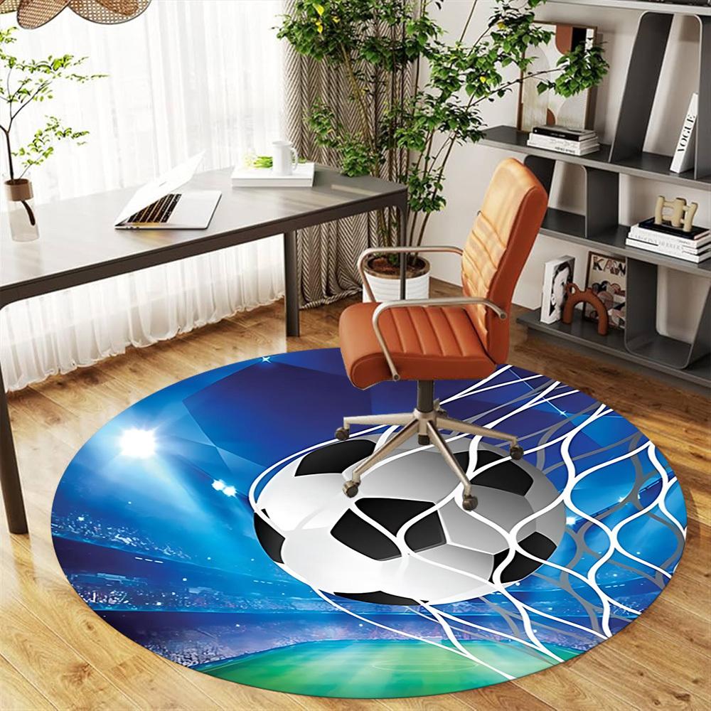 1pc soccer ball net Round Chair mat Area Rug - Non-Slip, Floor Mat for Office, Bedroom, and Indoor Decor c1125639