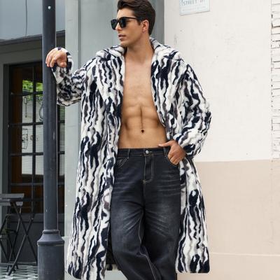Cappotto Invernale da Uomo Casual in Ecopelliccia Caldo Soffice Pelliccioso Giubbotti Lunghi Apertura Frontale Manica Lunga Ampio Capospalla Collo a Revers Parka in Ecopelliccia per Uomo