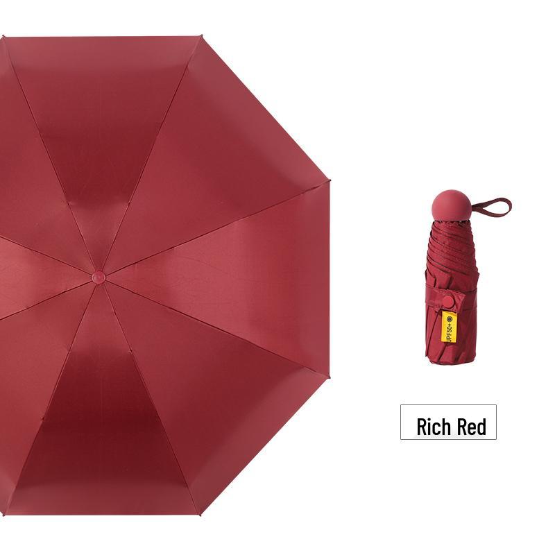 Mini 5-Fold Rain or Sun Umbrella: Compact, Thick, UV Protective Shade for Women