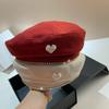Autumn and Winter Polished Rhinestone Beret Women's Fashion Sweet Age-reducing Pearl Love Painter Hat Versatile Octagonal Hat
