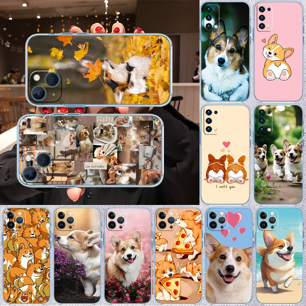 Cute Corgi dog Case for Motorola G10 G20 G04 E30 E40 E22 E20 E13 E15 G22 G23 G05 G75 G35 G55 E22S E7 G6 G7 G8 G9 Plus Power Play