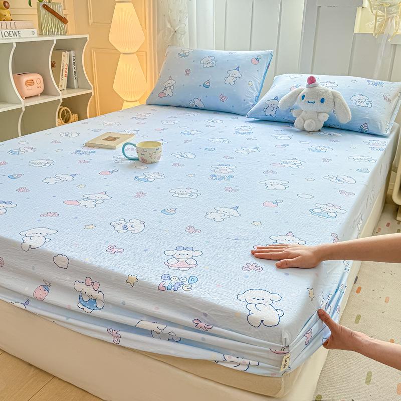Bettlaken, Spannbettlaken, Studentenwohnheim Baumwoll-Steppdecken, Kinder Cartoon Doppellagiges Garn Spannbettlaken, Matratzenschoner, Kissenbezüge