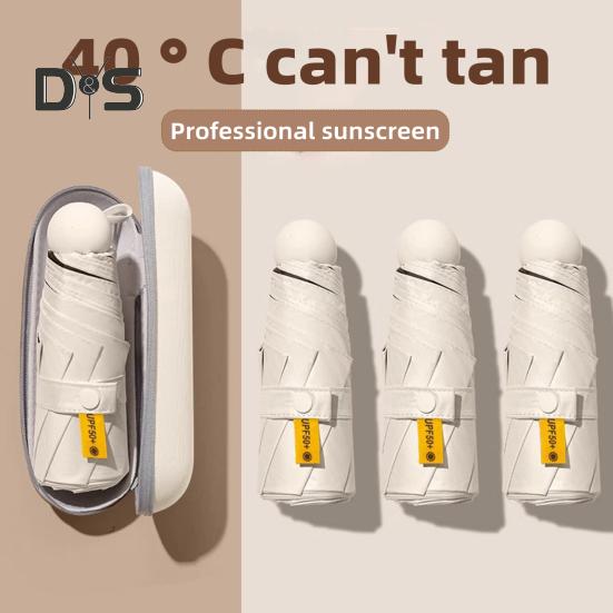 Parapluie de voyage UPF 50+ avec 8 baleines renforcées pour les UV, le soleil et la pluie, mini parapluie de poche pliable avec étui pour sac à dos