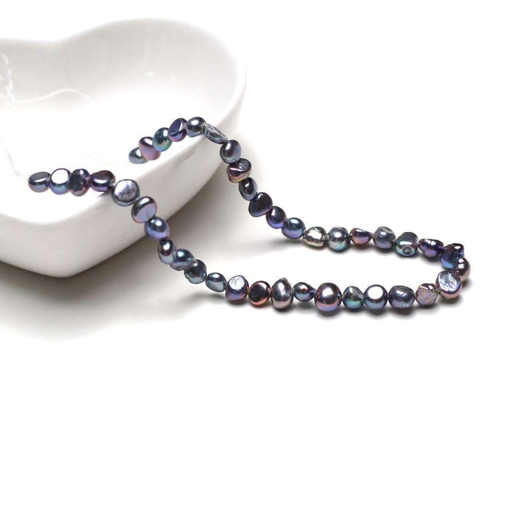 1String, Black Natural Freshwater Pearls, Nugget Pearl Beads for Jewelry Making DIY Necklaces Bracelets Crafts (Beads 4-4.5mm, Length 18cm)