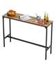 Tavolo Alto, Robusto Telaio in Metallo Tavolo Alto da Pub, Stretto Lungo Cucina Pranzo, Scrivania Alta da Banco Cocktail, Facile da Assemblare, 55x15x39 in