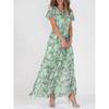 Summer Floral Chiffon Maxi Dress With Ruffle Vneck For Casual Wear