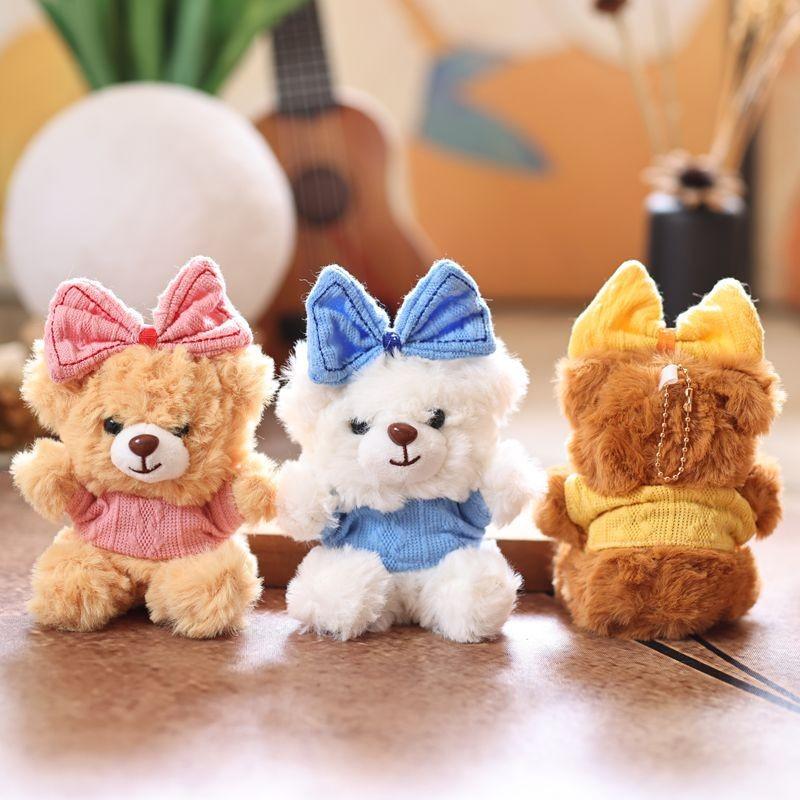 Bear Plush Bowknot Keychain Bag Pendant Animal Doll Toys Keyring Kids Gifts