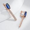 Luxury Oval Blue Natural Zircon Long Earring For Women Fashion  Rose Gold Wedding High Quality Party Fine Jewelry