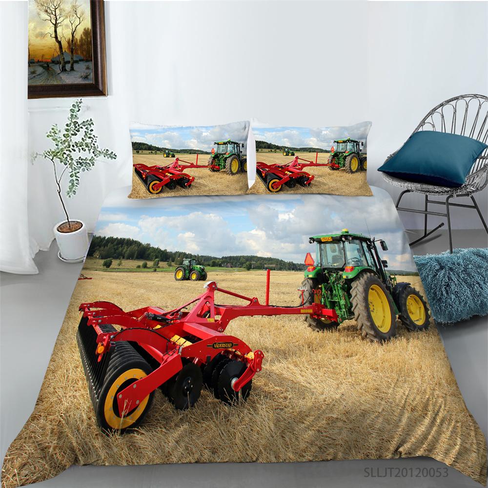 2023 New Style 3D Printing Duvet Cover Highend Home Bedclothes Agricultural Vehicle King Size Bedding Soft Quilt Cover Luxury Bedding Sets