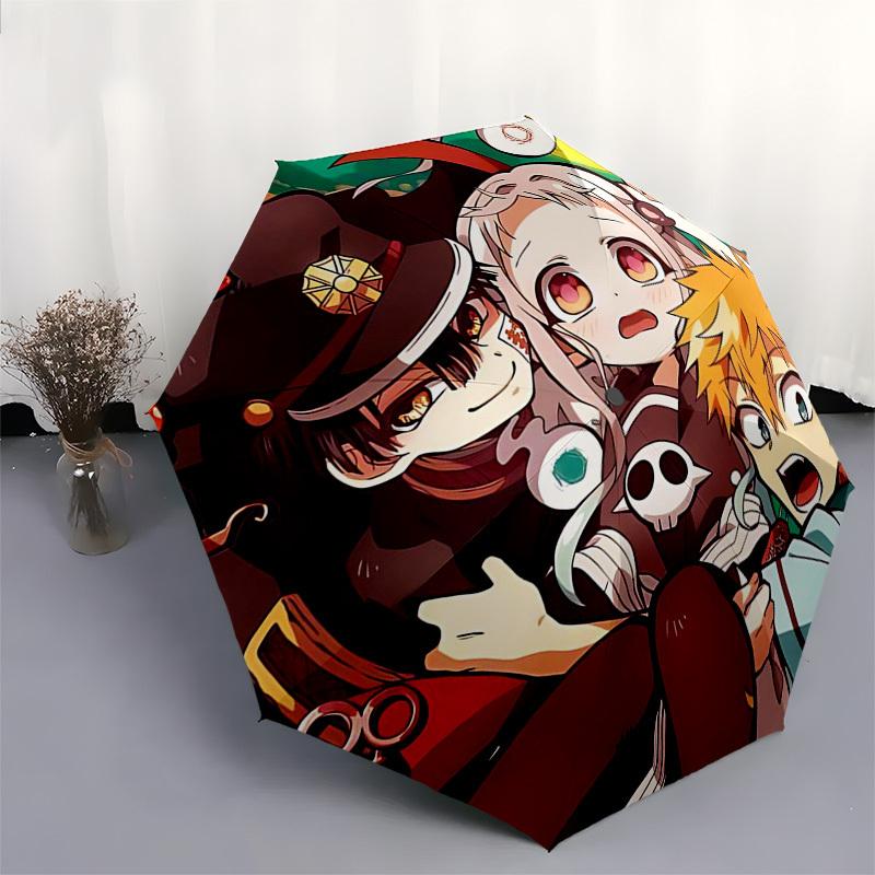 1pc "Haikyuu!!" Anime Characters Umbrella, Automatic Opening & Closing, Portable 3-Fold Design with Iron Frame, Outdoor for Fans, Travelers, Daily Use