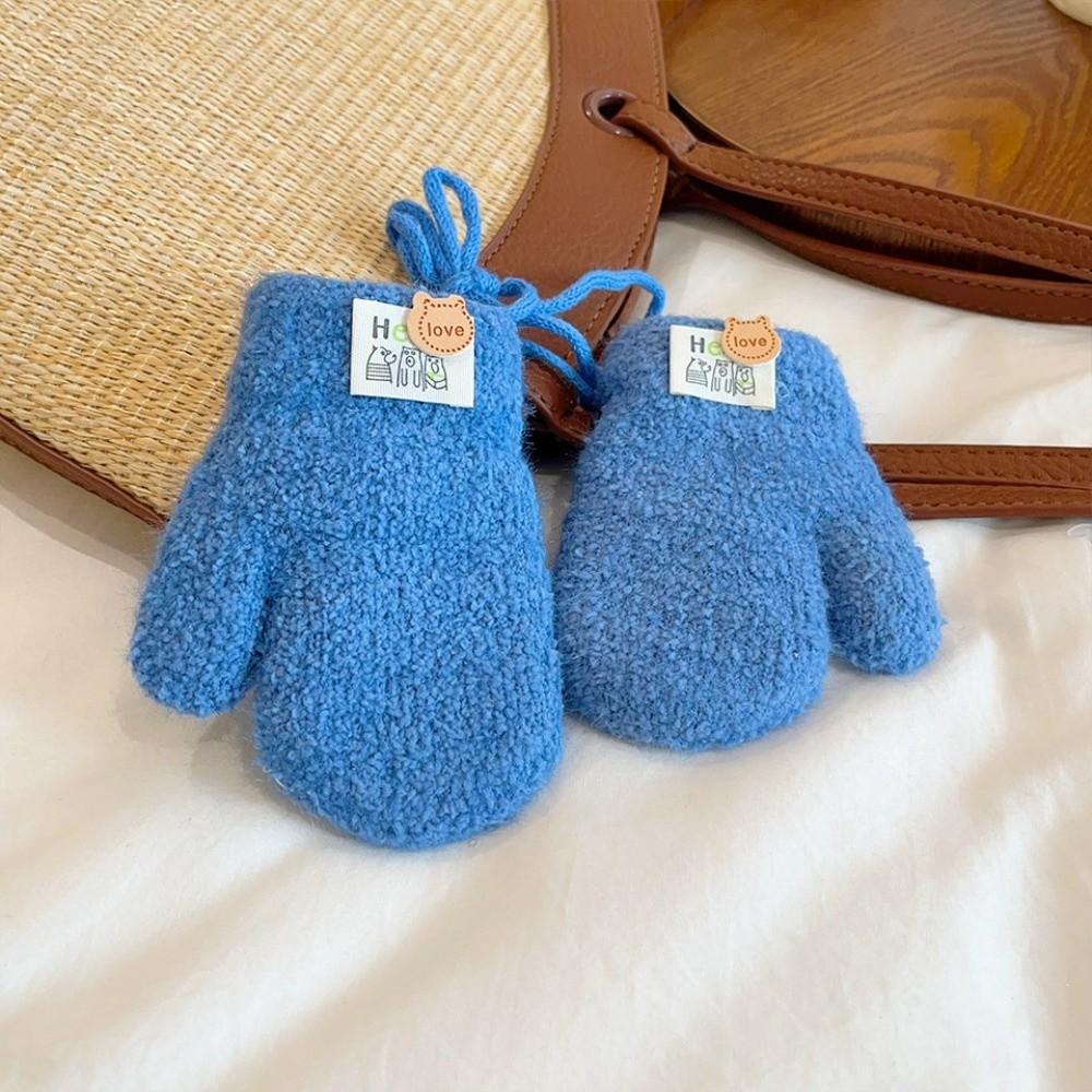 0-3Y Baby Baby Plush Gloves Thick Plush Full Finger Gloves New Warm Snow Gloves  Autumn Winter
