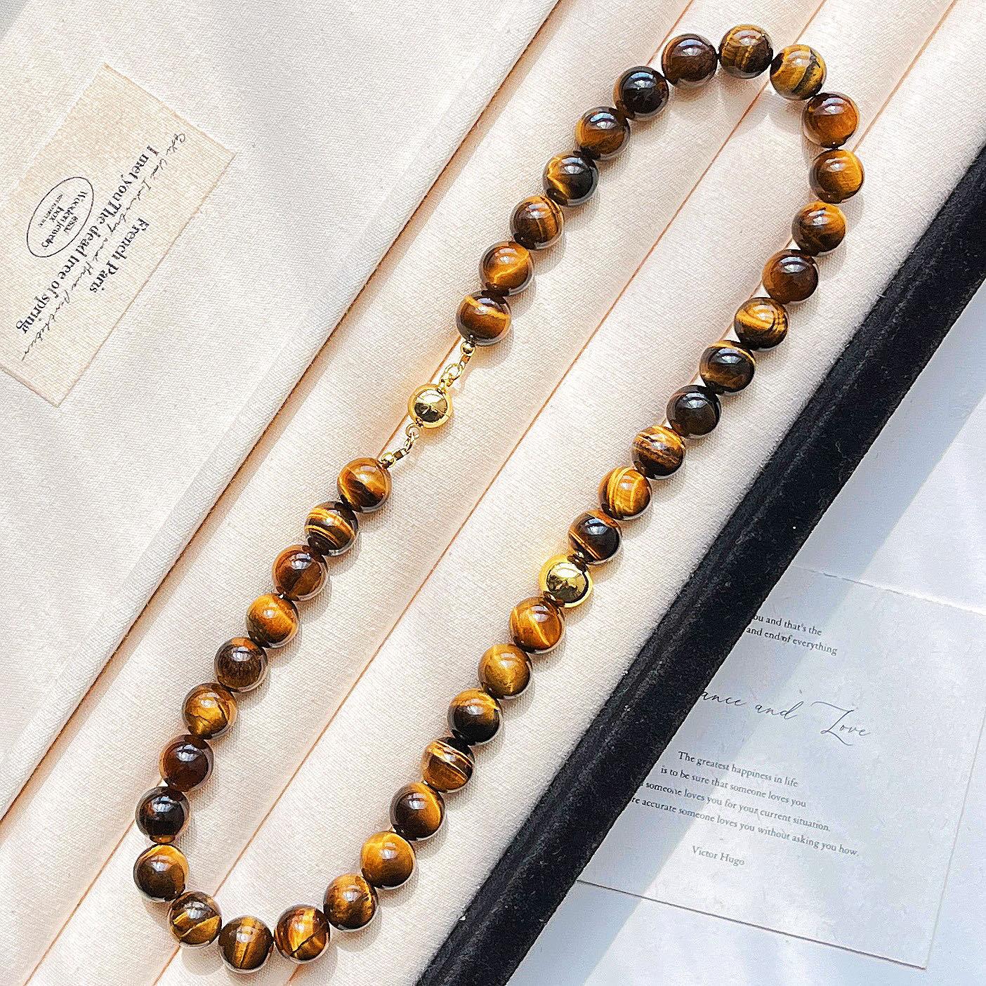 

Вітер 10мм Бутік Натуральний Камінь Тигрове Око Маярд Вітер Кольє Ланцюжок для Ключиці Ланцюжок на Шию Жіночий