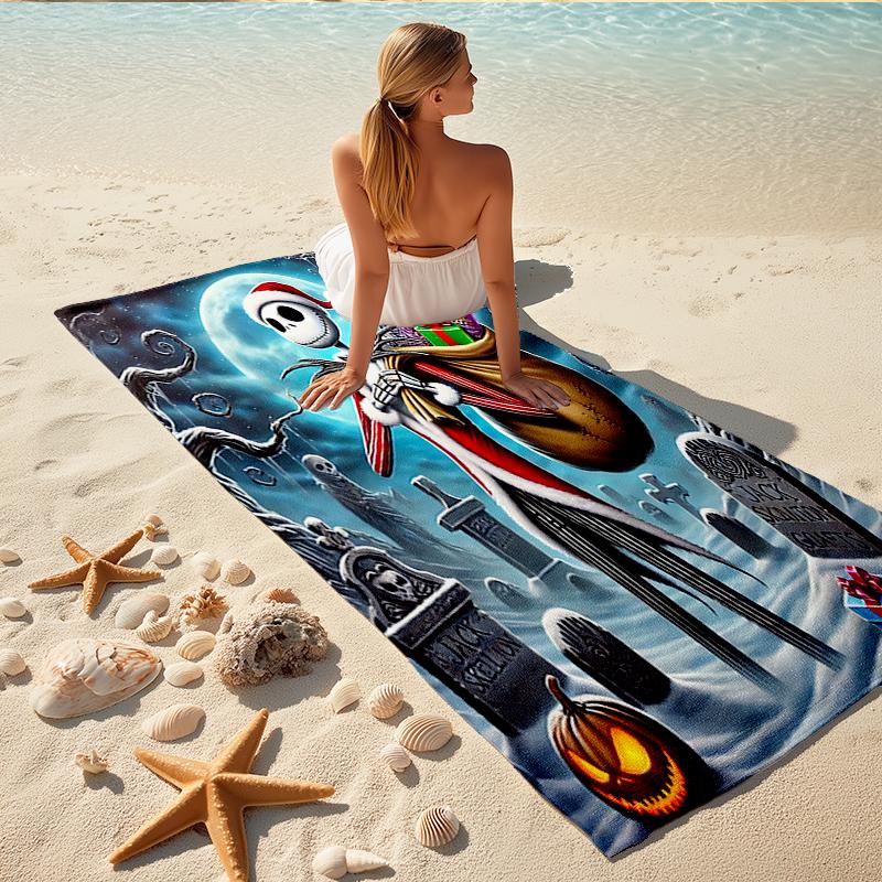 1Pc Nightmare Before Christmas Beach Towel, Quick Dry, Multi-Use for Beach Pool Gym Yoga Home Travel, Christmas, Halloween, Xmas Gift S453