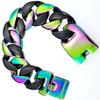 32mm Width Bling Massive 316L Stainless Steel Iridescent & Black Hip Hop Bracelet Designer Chrams