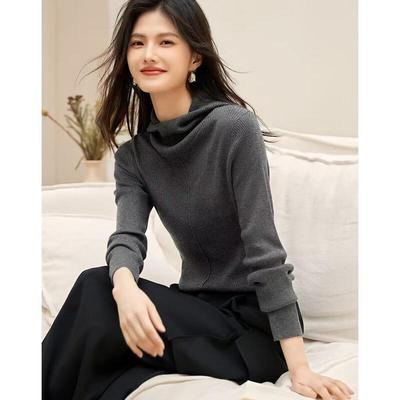 Firstview Damen Kapuzen-Langarm-Strickshirt