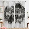 2 szt., druk płaski 2D Zasłony i dekoracja okienna Portret trio wilków poliester (bez pręta) Dekoracje zewnętrzne Lidealne do domu &