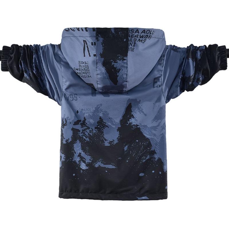 Boys Kids Gradient Hooded Windbreaker Jacket Children Casual Spring Outerwear
