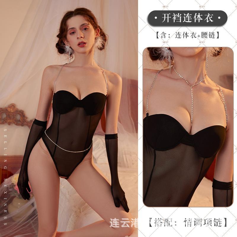 Sexy Lingerie Sexy Temptation Onesie Women Open Crotch Passion Perspective Hot Slim Fit