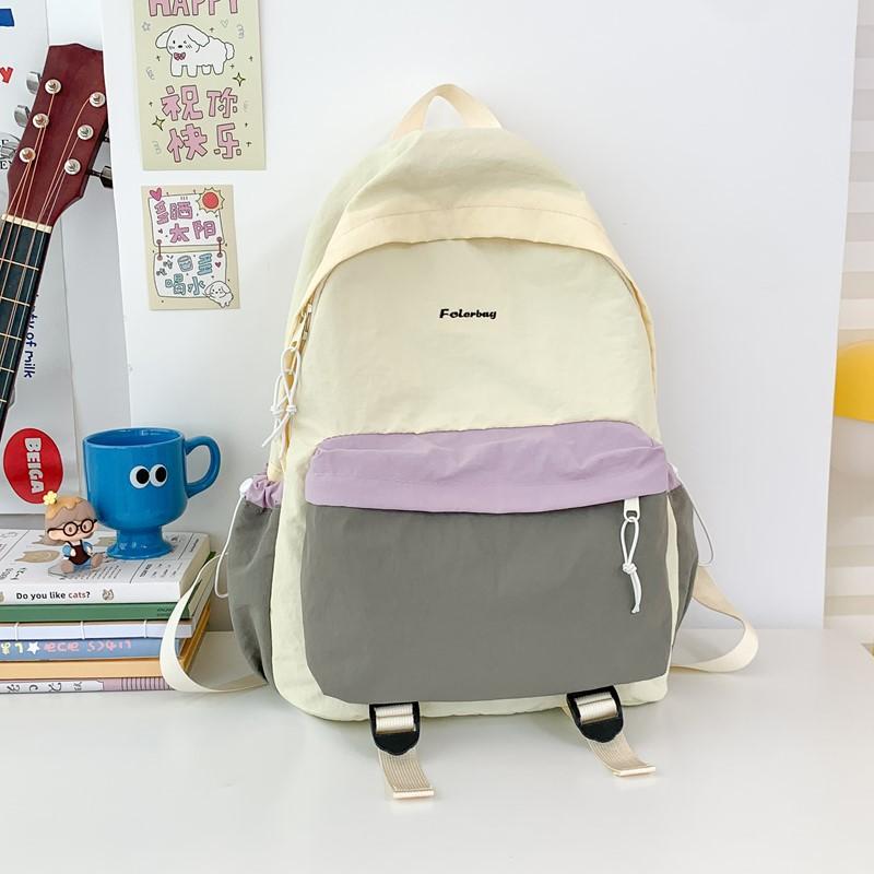 Schoolbag Schoolbag Female College Student Korean Version Ins Fashion Simple Computer Backpack Versatile Large Capacity Contrasting Color Travel