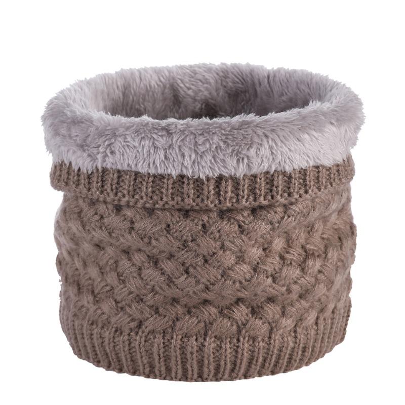Winter Solid Color Velvet Neck Cover Female Cycling Knitted Wool Cover Neck Thickened Scarf Warm Scarf Autumn and Winter Windproof