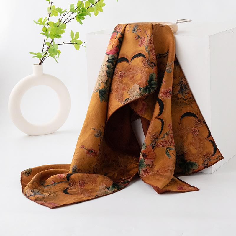 New Scarf Thin Mulberry Silk Long Gauze Scarf Xiangyun Yarn for Mother