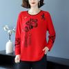 Autumn and Winter Women's Crew Neck Printed Sweater High-end Loose Soft Plus-size Sweater
