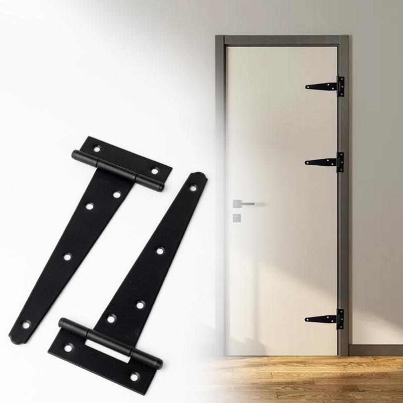 2 pz Cerniere a T in Ferro Robuste Nere Ferramenta per Porte e Cancelli Zincata Cerniera a Striscia con Vite per Capanno Armadio Stalla