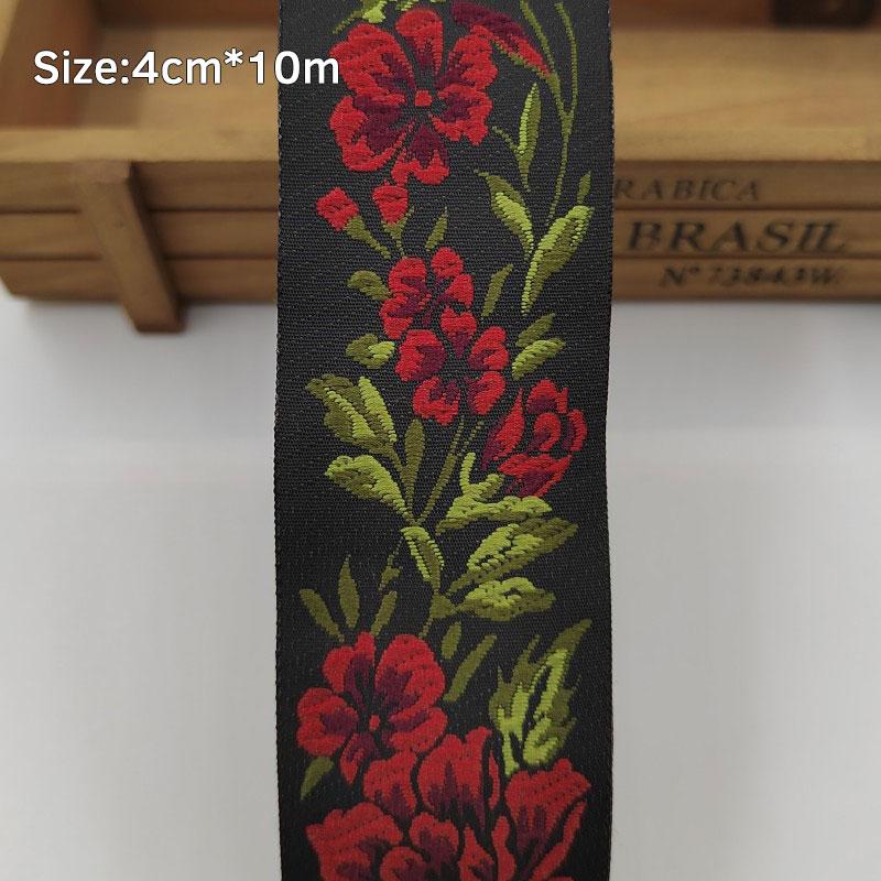 10 Meter Ethnic Style Peony Flowers Jacquard Lace Trim Ribbon Floral Embroidery Woven Trimming Edging For DIY Clothes Crafts