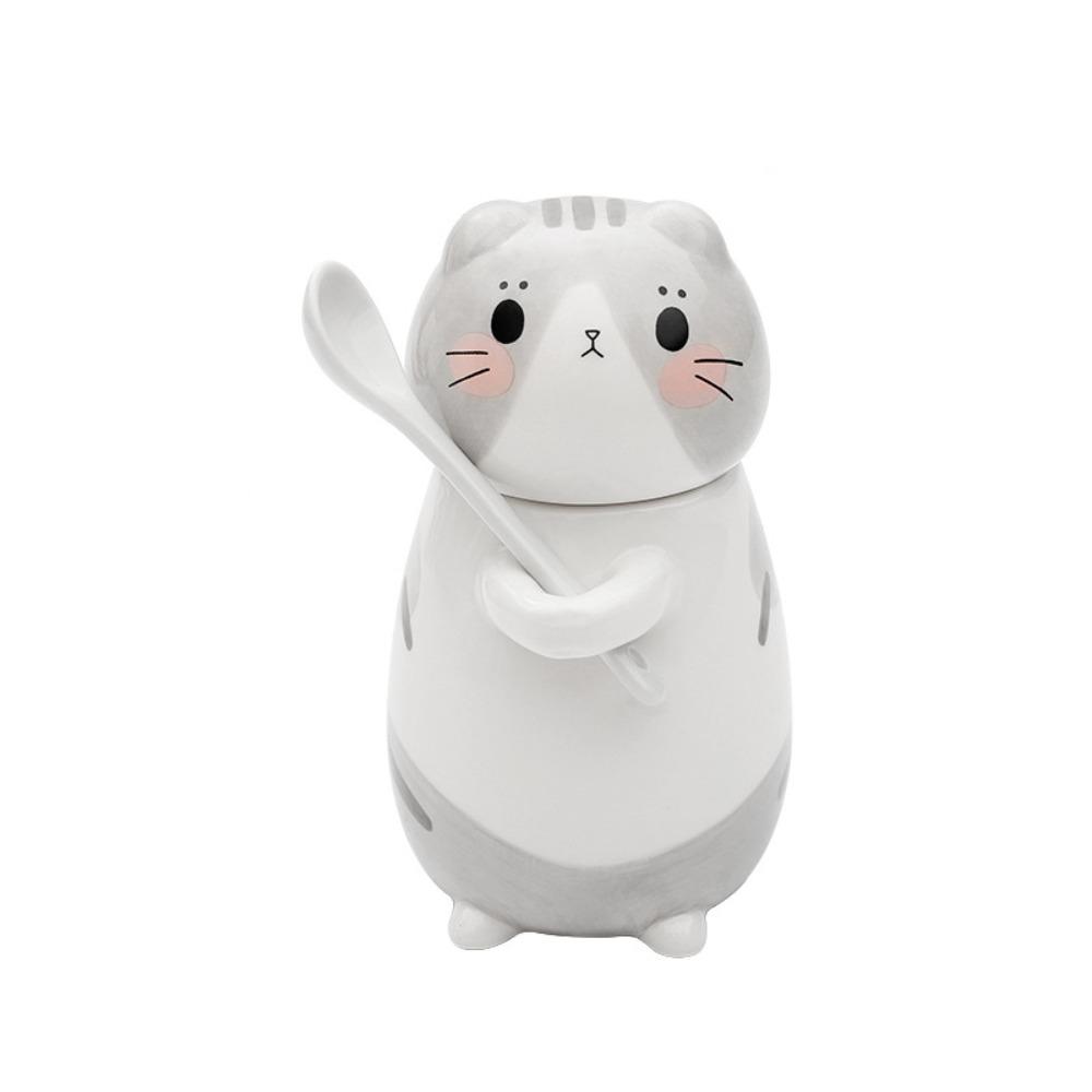 Capped Mug Cat Coffee Mug With Spoon Coffee Pots Cute Milk Tea Cups  Water