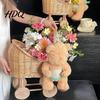 Boho-Chic Partyzubehör Kinderwagenförmiger Blumenkorb Rattan Geflochten Süßigkeiten mit Griff