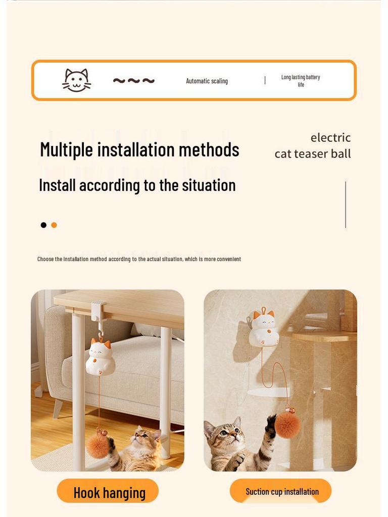 Electric Lucky Cat Automatic Lifting Teaser Ball - Relieve Your Cat’s Boredom