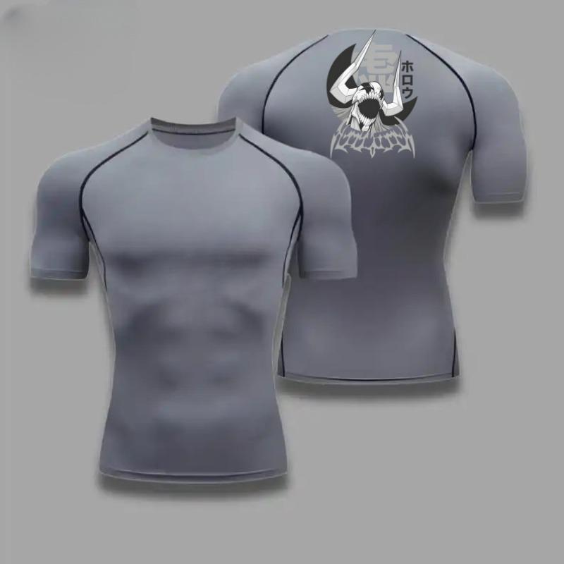 Men's Compression Shirt Bleach Graphic Sports Quick Drying Gym T-shirt Fitness Sweatshirt Elastic Top T-shirt Sleeve Rash Guard