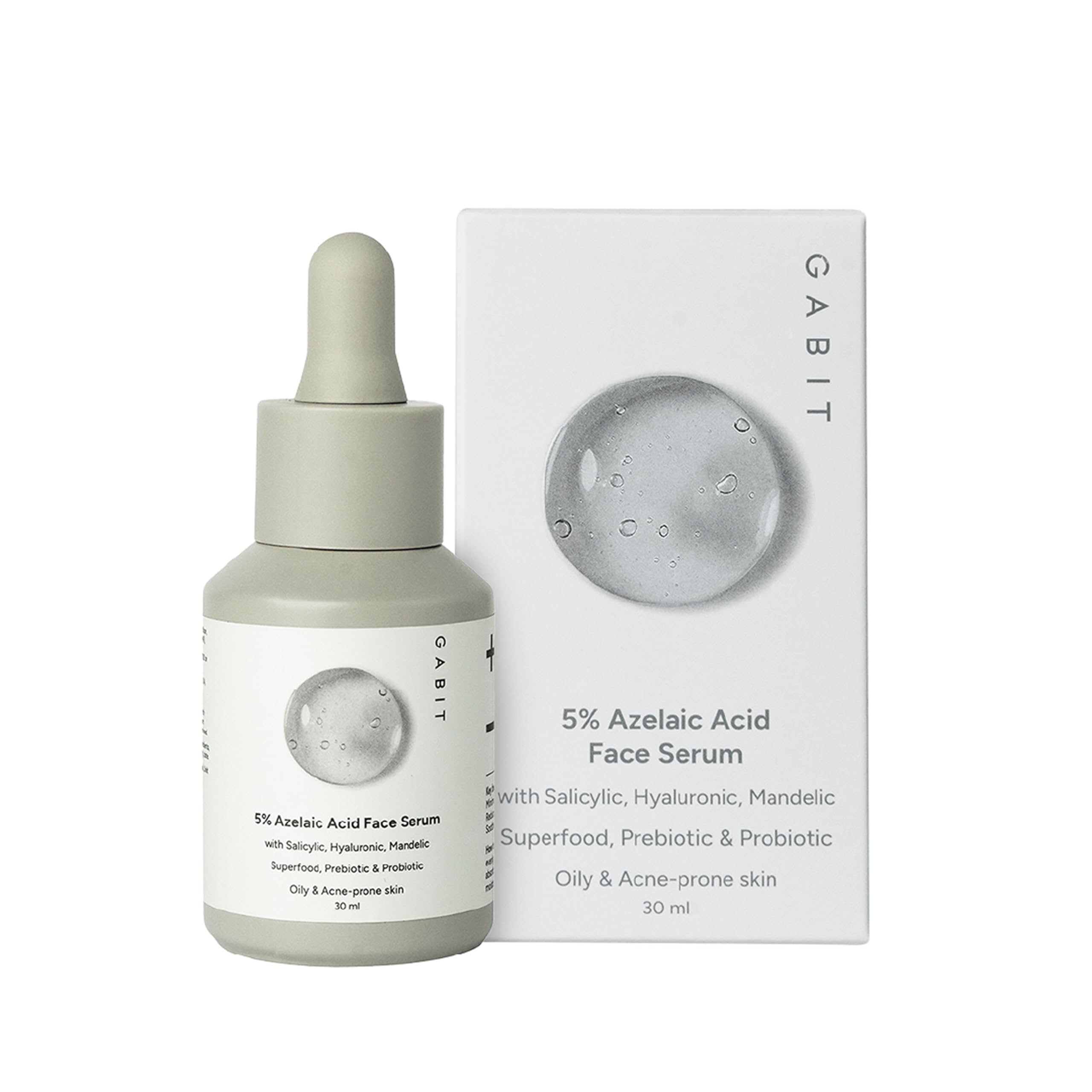 

Gabit 5% Azelaic Acid Face Serum For Acne,Blackheads,Open Pores & Spots|Salicylic (1%),Hyaluronic,Green Tea,Prebiotic,Probiotic|For Oily,Acne Pro