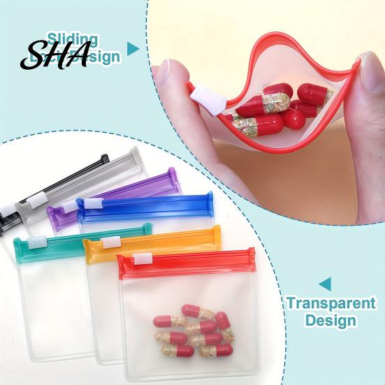 Clear Small Plastic Bags Slide Lock Bags, Thick EVA Reusable Storage with Colored Slider, Pill Pouches, for Coin Jewelry Paper Clips Candy Travel