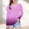 Womens V-Neck Long Sleeve Loose Fit T-Shirt With Polka Dot Print Casual Oversized Top Daily Wear