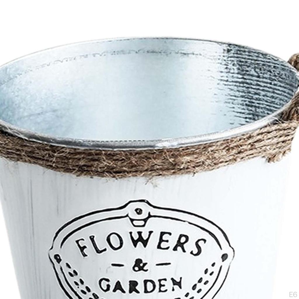 Metalowe wiadro do sadzenia kwiatów w stylu wiejskim, beczka do przechowywania na biurku, dekoracja zewnętrzna w stylu rustykalnym